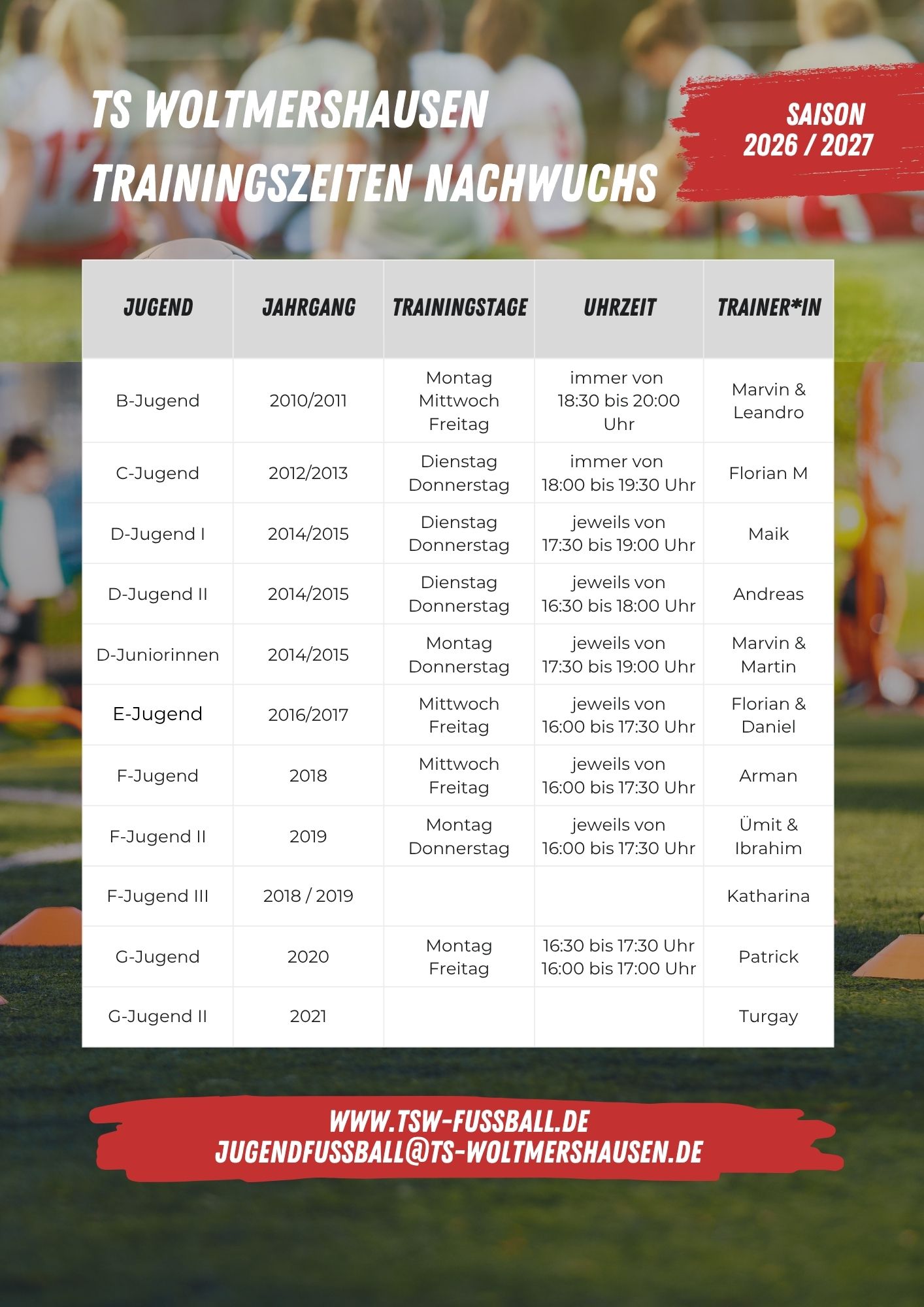Trainingszeiten